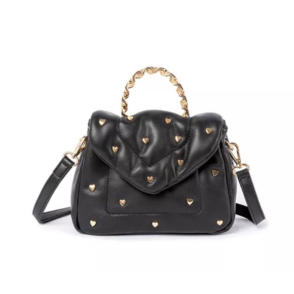 Skinnydip London Black Bag Heart‎ Studded Top Handle Crossbody REVIEW PHOTOS - Picture 1 of 11